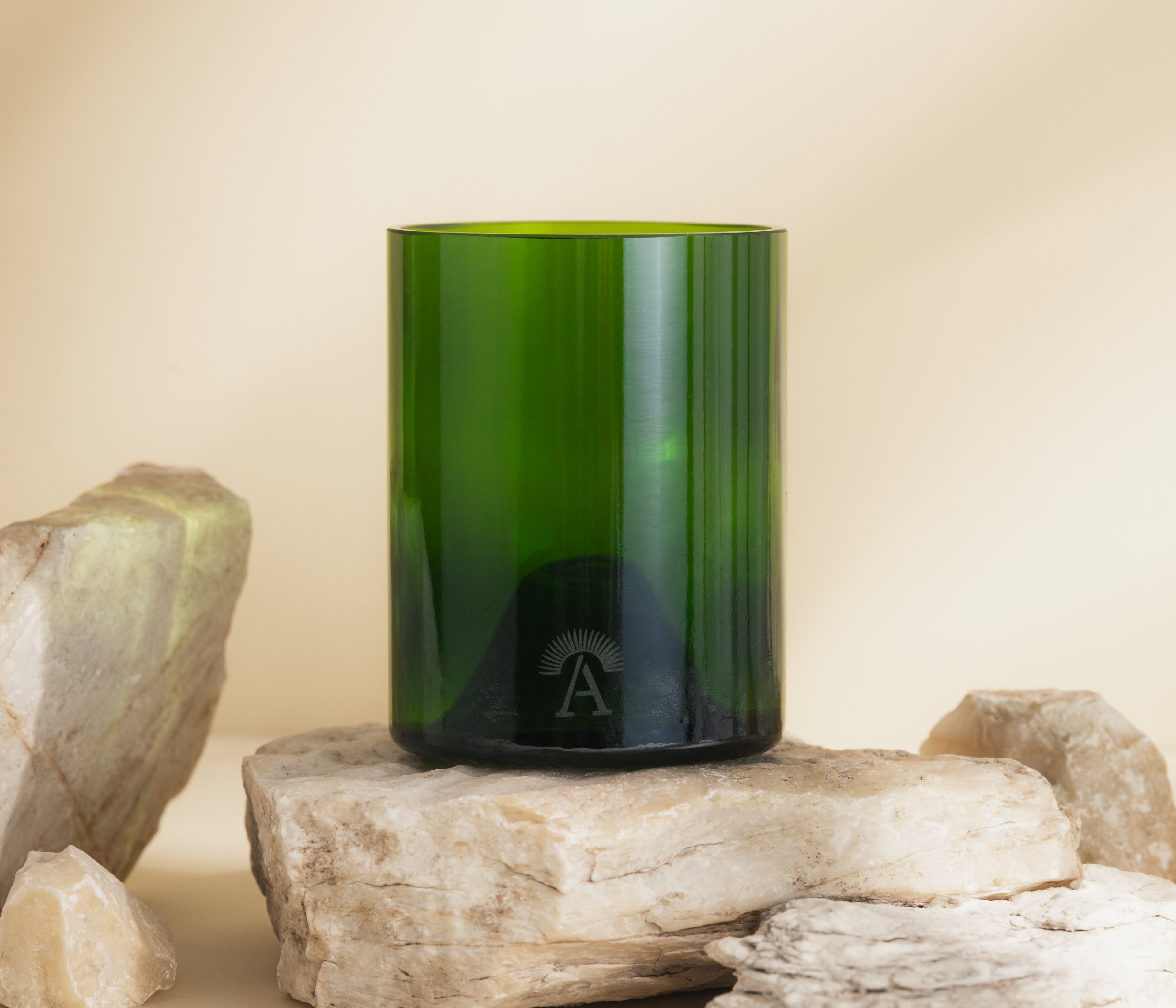 Set of 6 Green Glasses and Green Jug