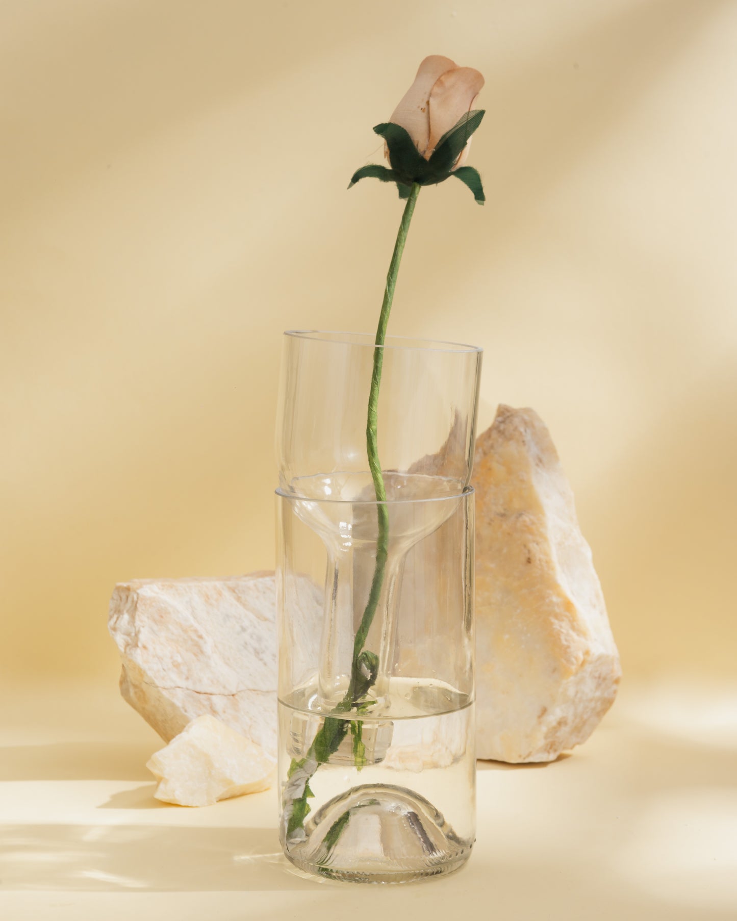 Sustainable Composition with Recycled Wine Bottle and Cactus by Amarzo